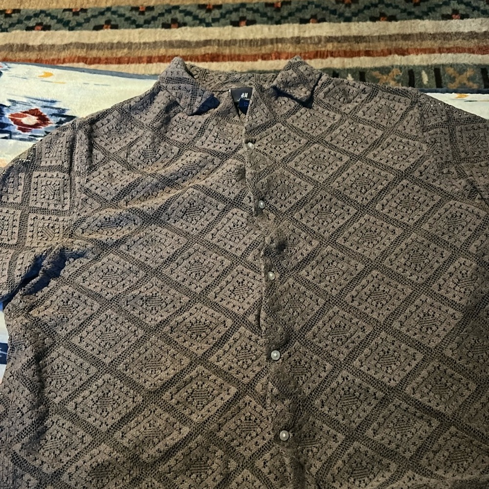 Men’s Brown Crochet-Look Shirt